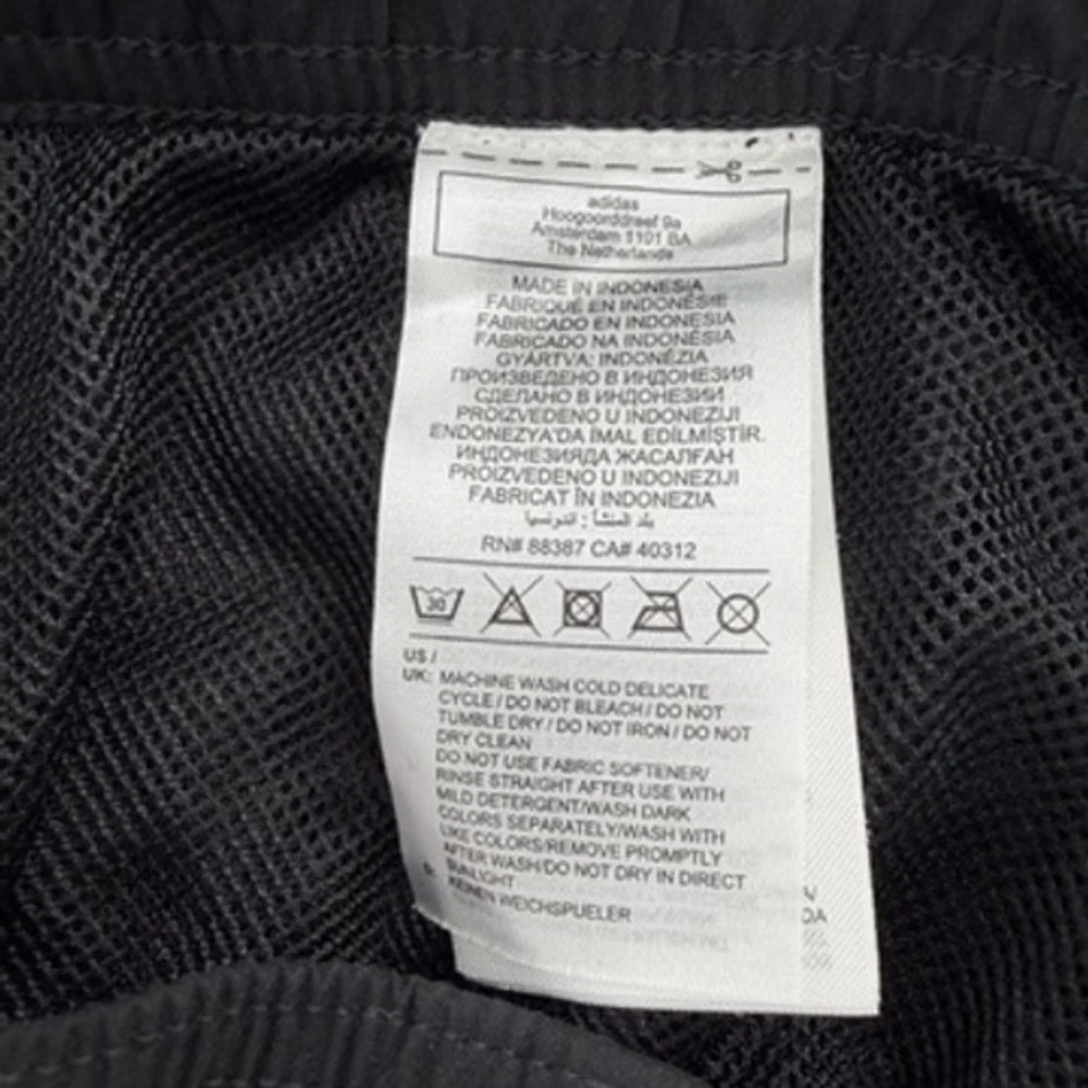 Adidas Mens Black White 3-Stripe Athletic Shorts XL Mesh Lined Drawstring Pocket